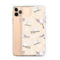 Stylish Snow Bird iPhone® Clear Case protects against scratches and dirt, featuring a solid back and flexible sides.