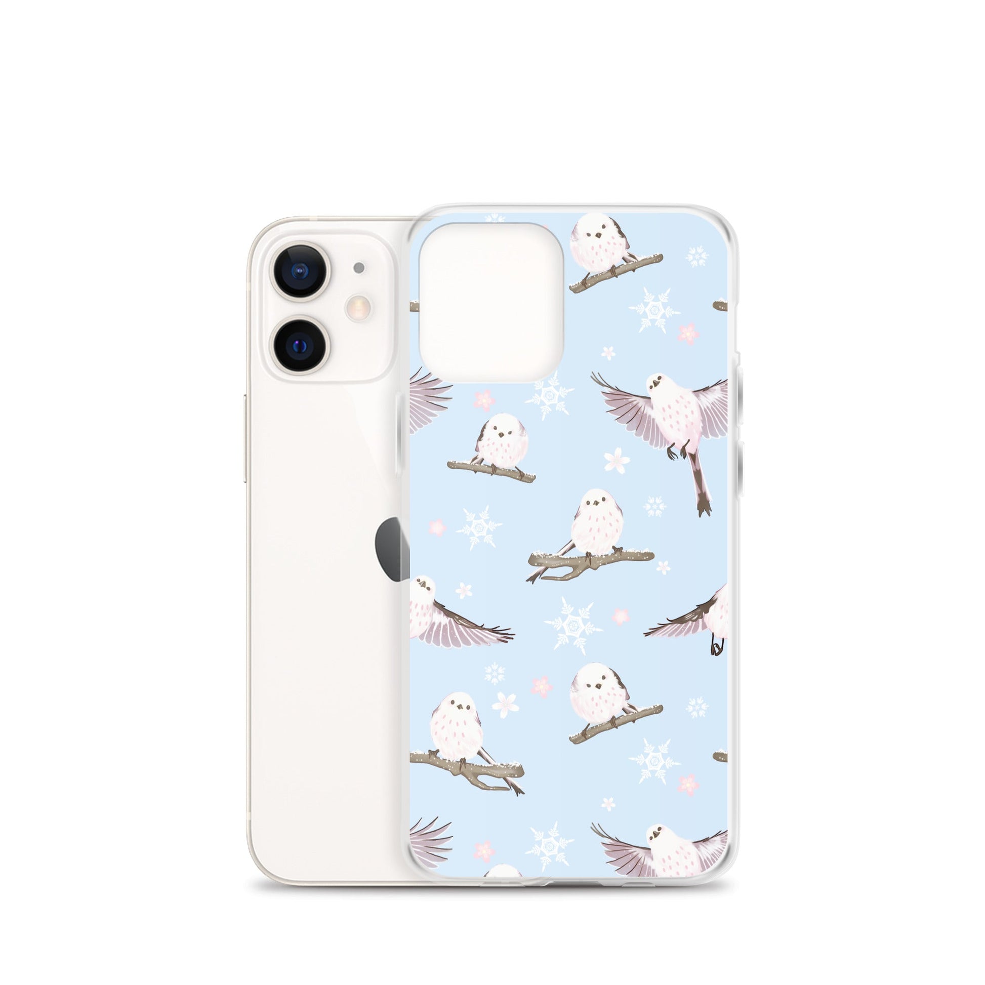 Stylish Snow Bird iPhone® Clear Case features a protective design with a solid back and flexible sides for easy access.