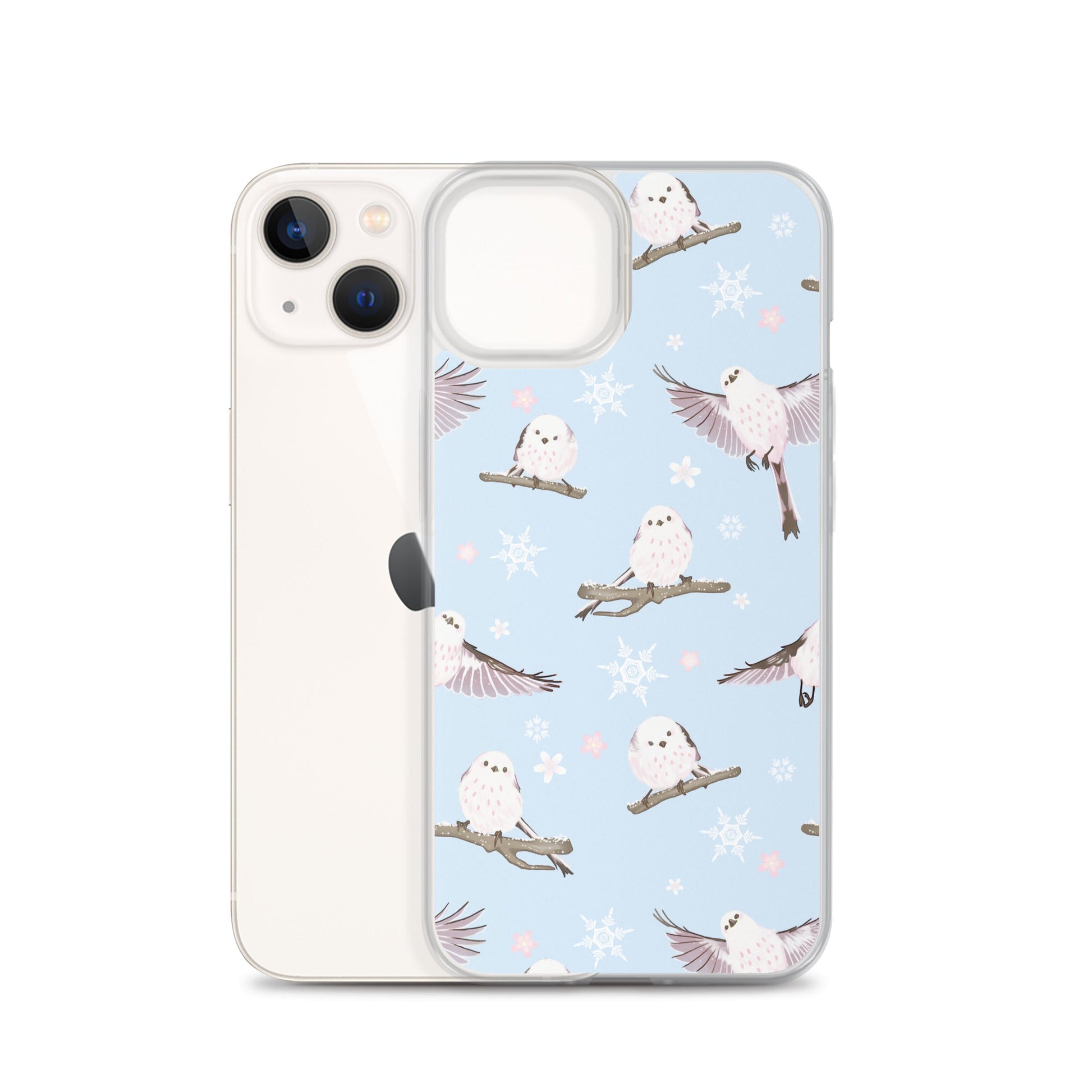 Stylish Snow Bird iPhone® Clear Case showcasing a beautiful bird design, offering protection against scratches and dust.