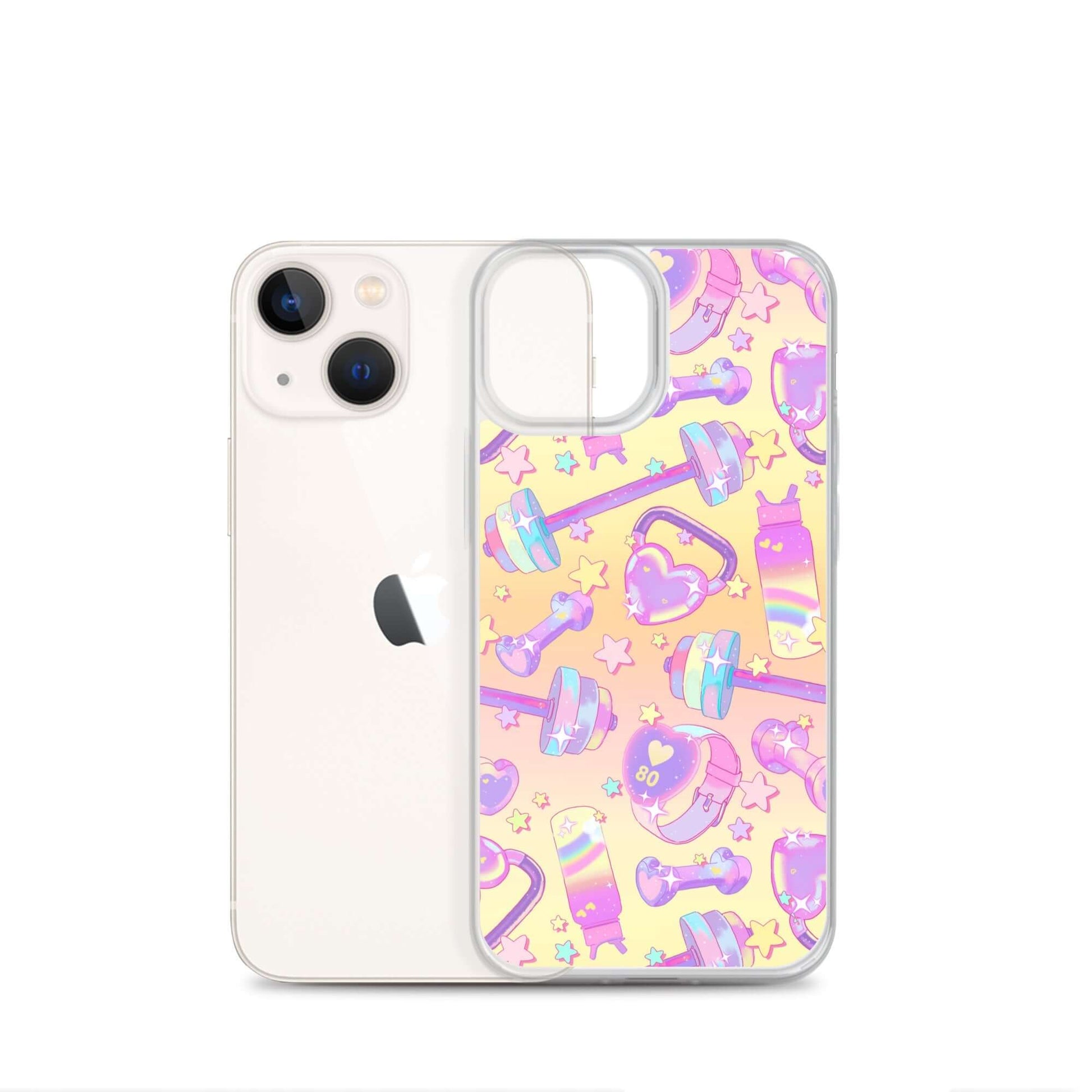 Stylish Glitter Gains iPhone® Clear Case showcases vibrant patterns, offering scratch protection and easy access.