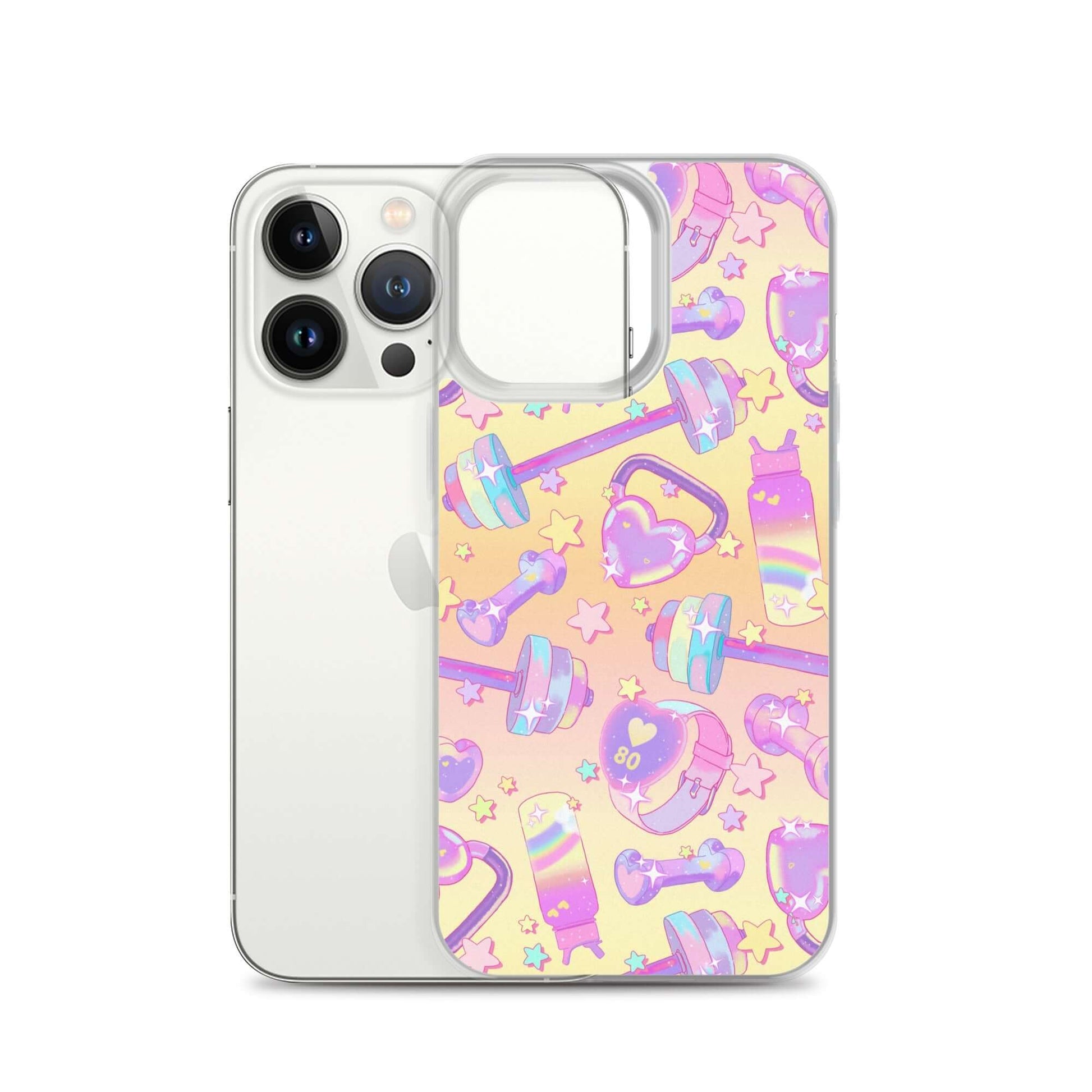 Stylish Glitter Gains iPhone® Clear Case featuring a vibrant design, offering protection from scratches and dirt.
