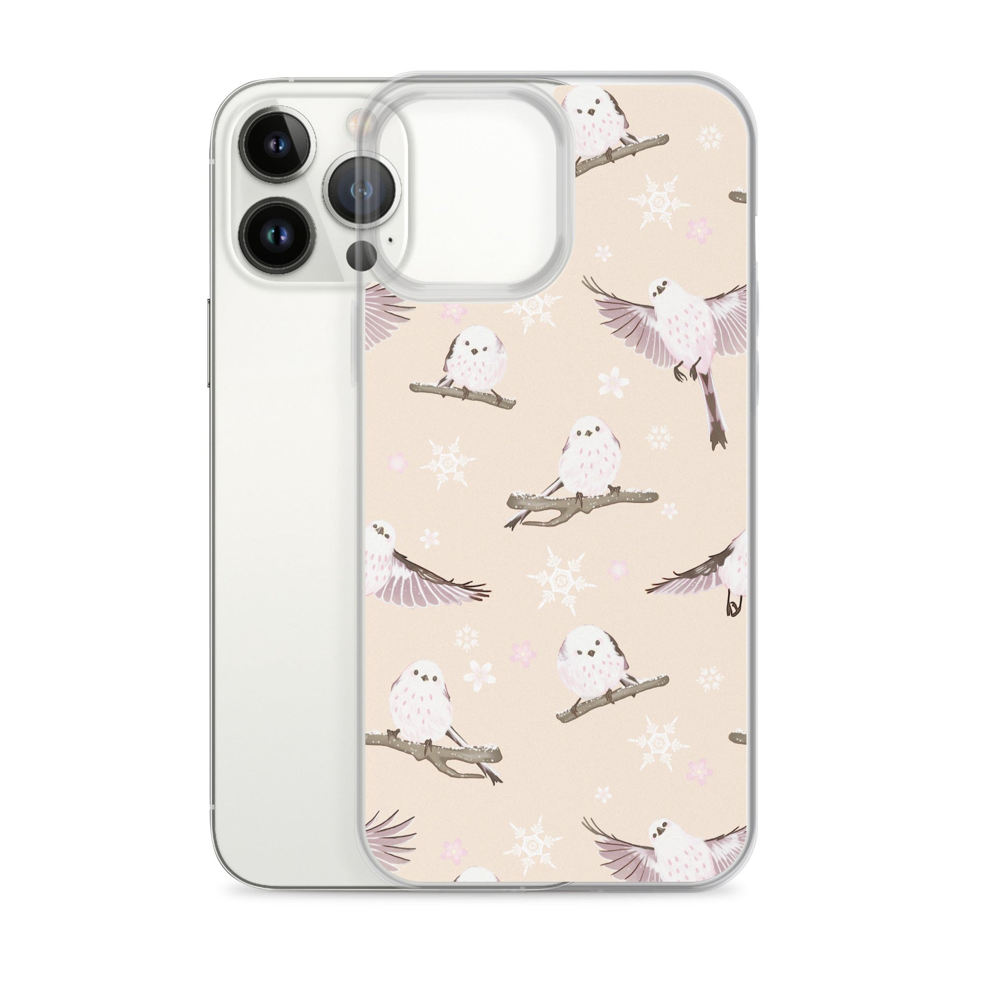 Sleek Snow Bird iPhone® Clear Case with protective solid back, flexible sides, and precise port openings for easy use.