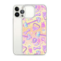 Stylish Glitter Gains iPhone® Clear Case, offering protection with a solid back and flexible, see-through sides.