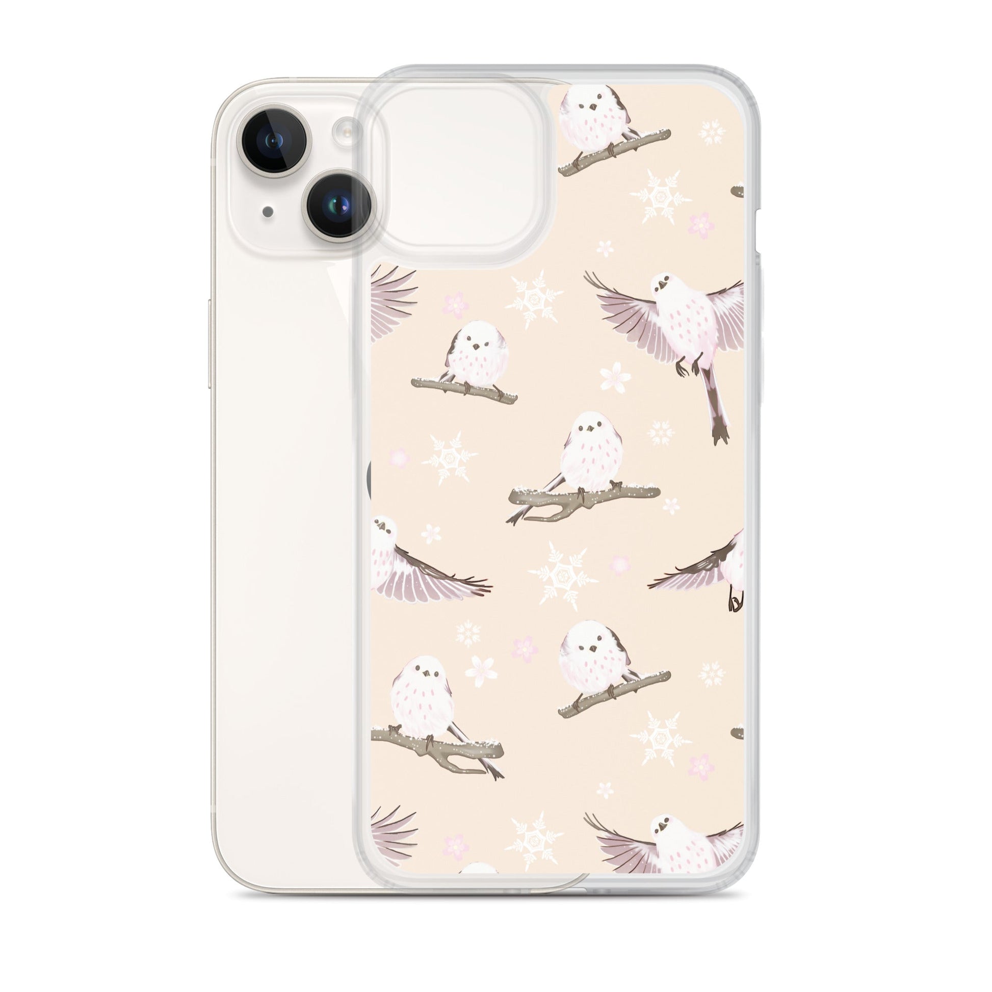 Sleek Snow Bird iPhone® Clear Case with a solid back and flexible sides, protecting against scratches and dirt.
