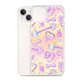 Stylish Glitter Gains iPhone® Clear Case featuring a colorful design, protecting against scratches and dirt.