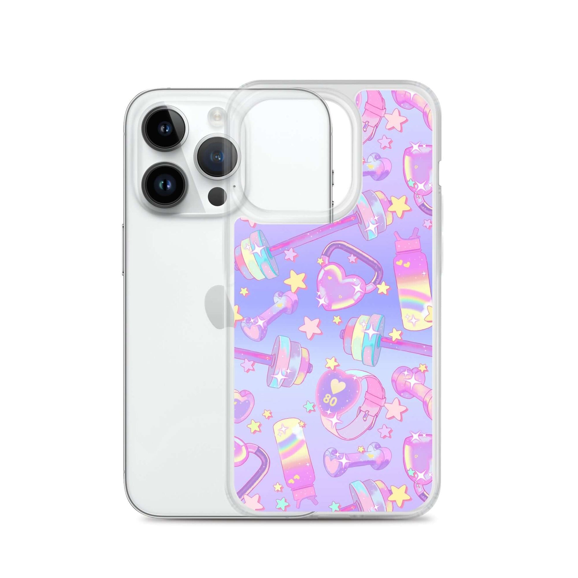 Sleek Glitter Gains iPhone® Clear Case featuring colorful designs, offering protection from scratches and dust.