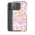 Stylish Glitter Gains iPhone® Clear Case featuring colorful patterns, offering great protection and easy access to ports.