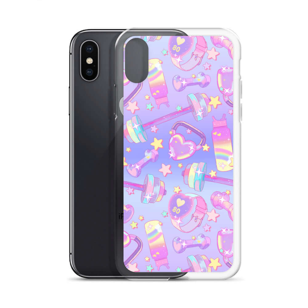Stylish Glitter Gains iPhone® Clear Case featuring a flexible design, protecting against scratches and dirt.