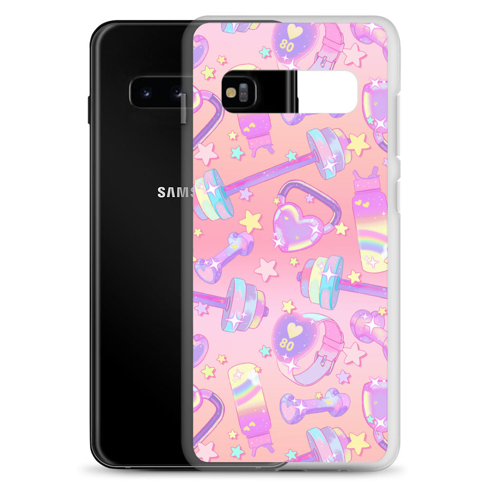 Sleek Glitter Gains Samsung® Clear Case features vibrant designs, protecting your phone from scratches and dirt.