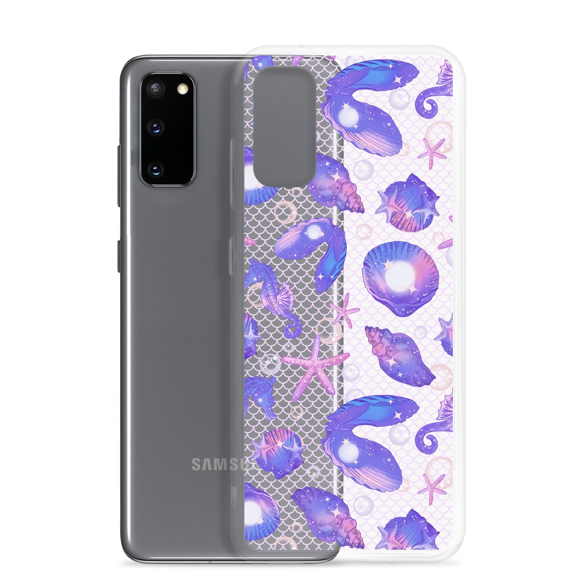 Protect your phone with the Sea Princess Samsung® Clear Case, featuring sparkles and seashells for a royal touch.