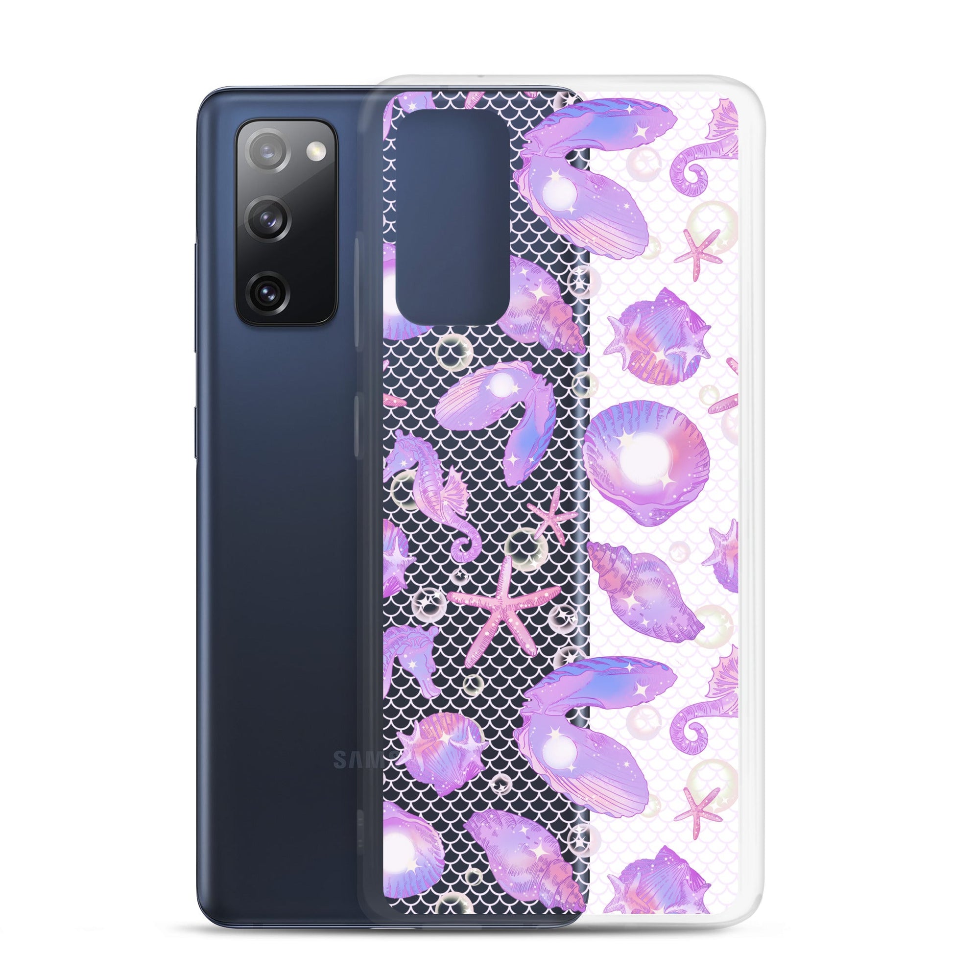 Elegant Sea Princess Samsung® Clear Case showcasing seashells and stars, perfect for protecting your Galaxy phone.