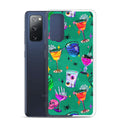 Vibrant Monster Party Samsung® Clear Case featuring playful designs, offering stylish protection for your Galaxy S20 FE.