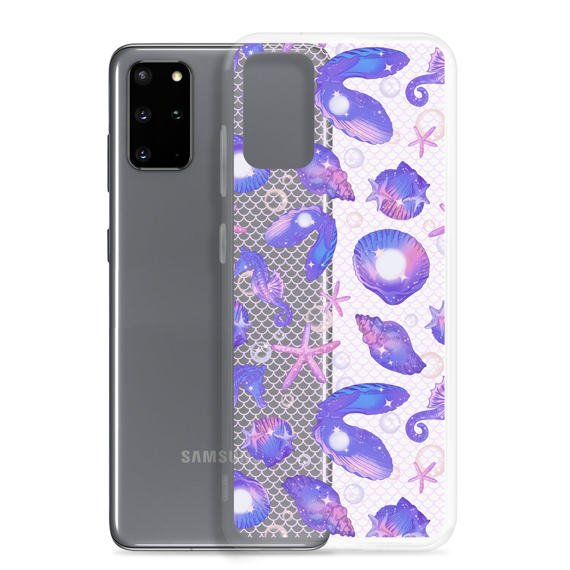 Protect your phone in style with the Sea Princess Samsung® Clear Case, adorned with seashells and sparkles.