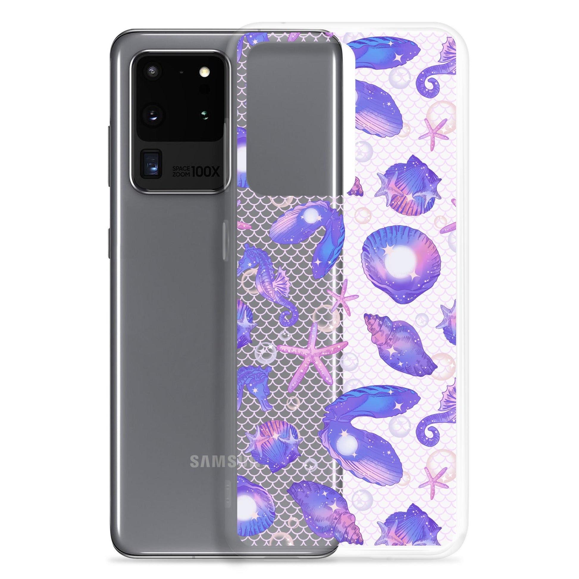 Protect your phone with the Sea Princess Samsung® Clear Case, featuring a beautiful design of seashells and stars.