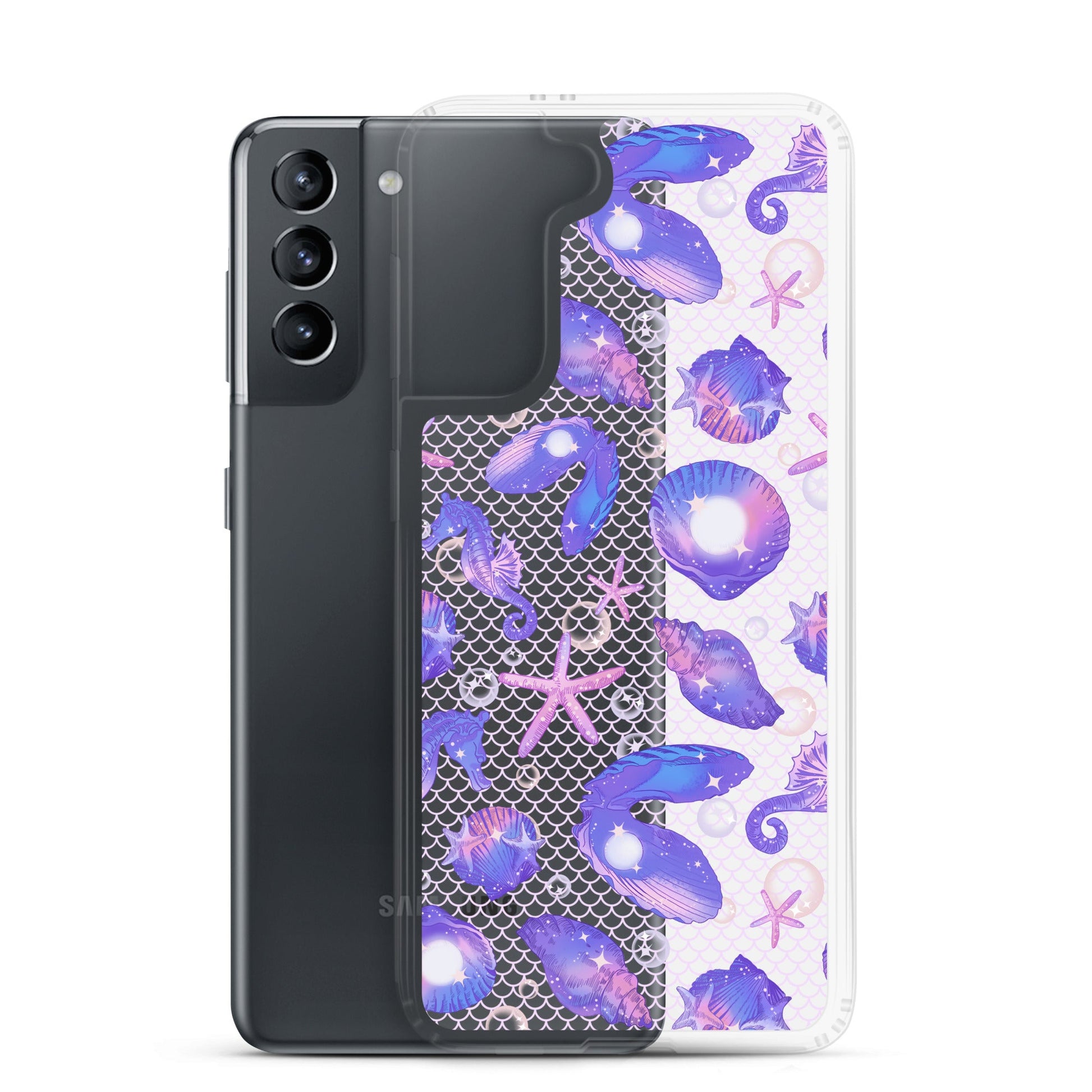 Protect your phone in style with the Sea Princess Samsung® Clear Case, featuring vibrant seashells and sparkles.