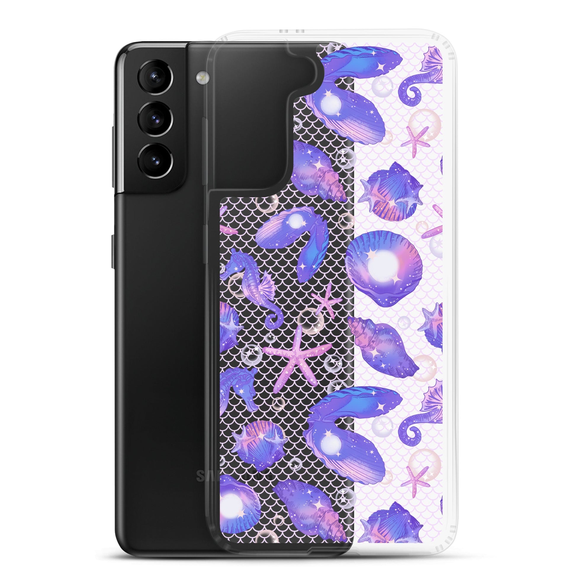 Protect your phone stylishly with the Sea Princess Samsung® Clear Case, featuring sparkles and seashells.