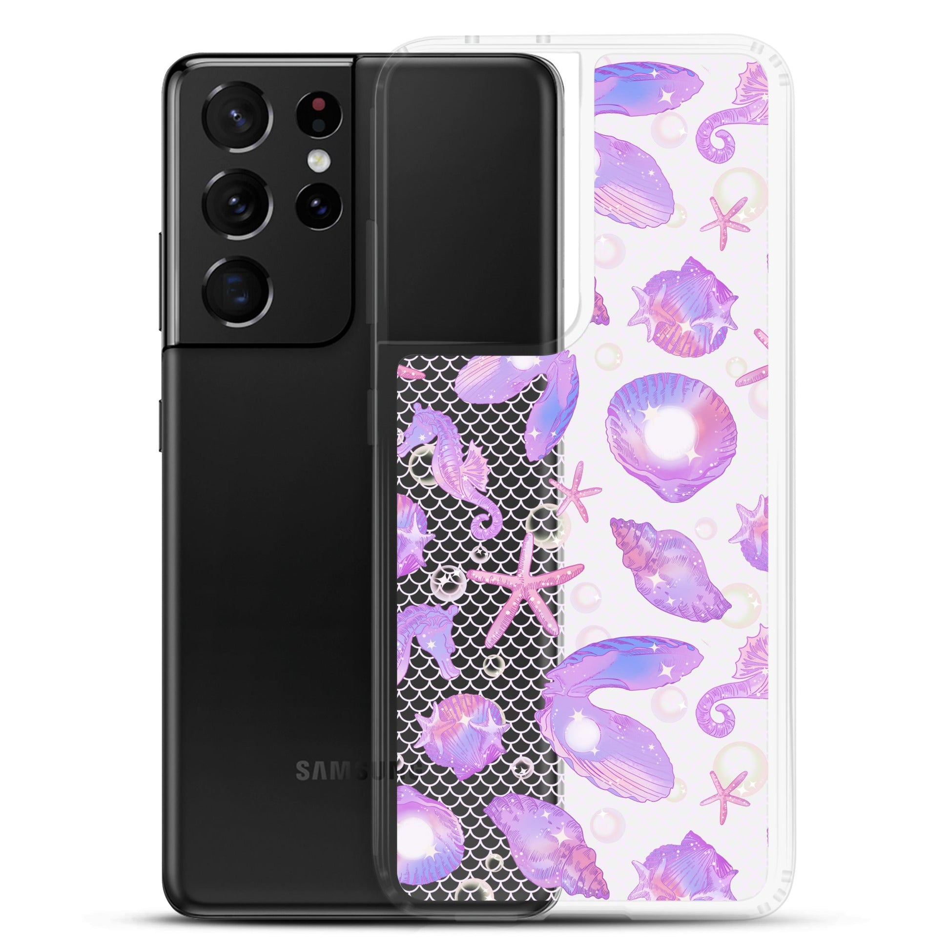 Sparkle with the Sea Princess Samsung® Clear Case, featuring seashells and stars for stylish phone protection.