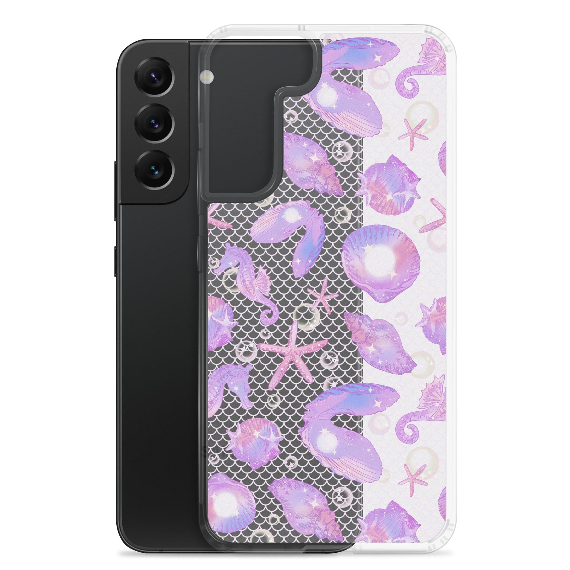 Protect your Samsung with the Sea Princess Samsung® Clear Case, featuring seashells, stars, and sparkles for royal style.