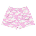 Cloudy Sky Athletic Short Shorts feature a playful cloud design, perfect for versatile and comfy outfits.
