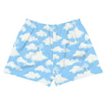 Cloudy Sky Athletic Short Shorts showcase a playful cloud design, perfect for versatile and comfy outfits.