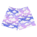 Cloudy Sky Athletic Short Shorts feature a dreamy cloud design, perfect for versatile and comfy athleisure wear.