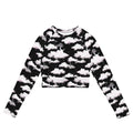 Stylish Cloudy Sky Long-sleeved Crop Top made from recycled materials, perfect for eco-friendly athleisure.