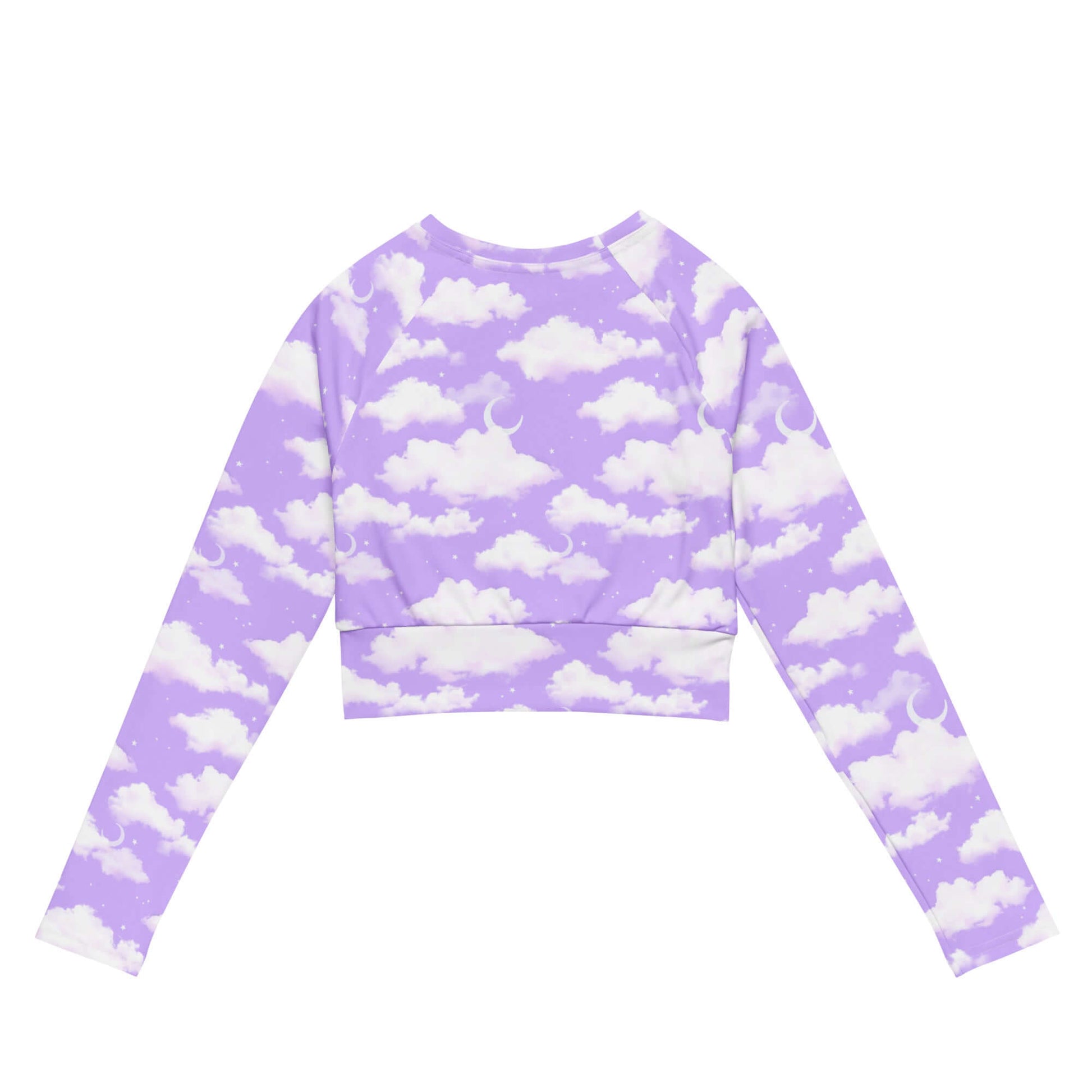 Stylish Cloudy Sky Long-sleeved Crop Top in eco-friendly materials, perfect for athleisure and sports outfits.