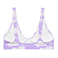 Elevate your style with the Cloudy Sky Padded Bikini Top, featuring a dreamy purple gradient and removable pads.