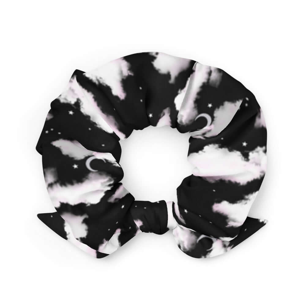 Stylish Cloudy Sky Scrunchie featuring a versatile, trendy design, perfect for adding flair to any outfit.