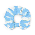 Stylish Cloudy Sky Scrunchie featuring a beautiful blue and white cloud design, perfect for any outfit.