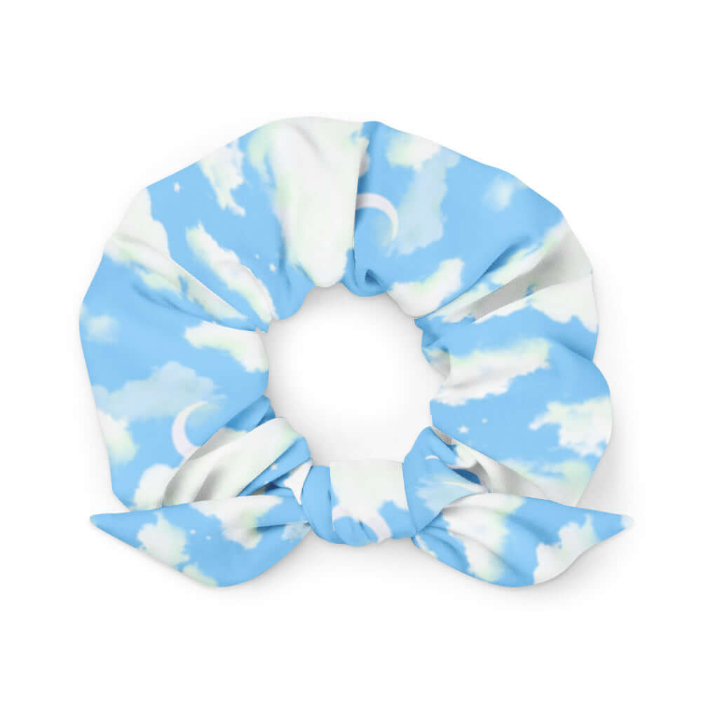 Stylish Cloudy Sky Scrunchie features a versatile design, perfect for complementing any outfit effortlessly.