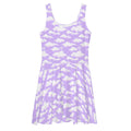 Ethereal Cloudy Sky Skater Dress in purple gradient, perfect for dreamy style and elegance. Ideal for any occasion.