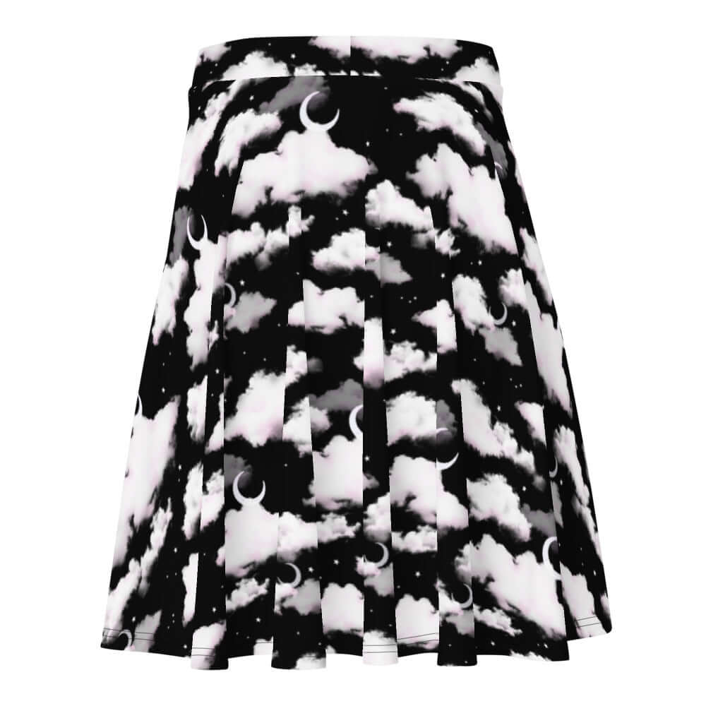 Stylish Cloudy Sky Skater Skirt featuring a dreamy cloud pattern, perfect for any occasion or body type.