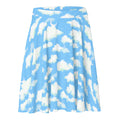 Bright blue Cloudy Sky Skater Skirt with fluffy cloud print, perfect for a dreamy, flattering look on any body type.