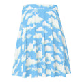 Bright blue Cloudy Sky Skater Skirt with fluffy clouds, perfect for a dreamy, flattering look on any body type.