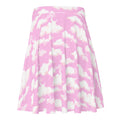 Cloudy Sky Skater Skirt featuring a dreamy pink cloud pattern, perfect for a flattering, stylish look.