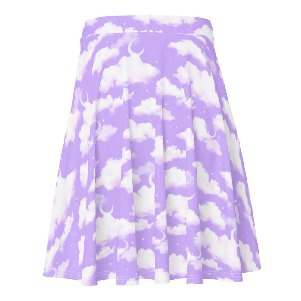 Dreamy Cloudy Sky Skater Skirt in purple gradient, perfect for any body type and stylish for every occasion.