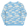 Blue Cloudy Sky Sweatshirt featuring a dreamy pattern of clouds and moons, perfect for cozy and stylish outfits.