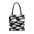 Stylish Cloudy Sky Tote Bag (Black) featuring a versatile design with clouds, perfect for any outfit or gym trips.