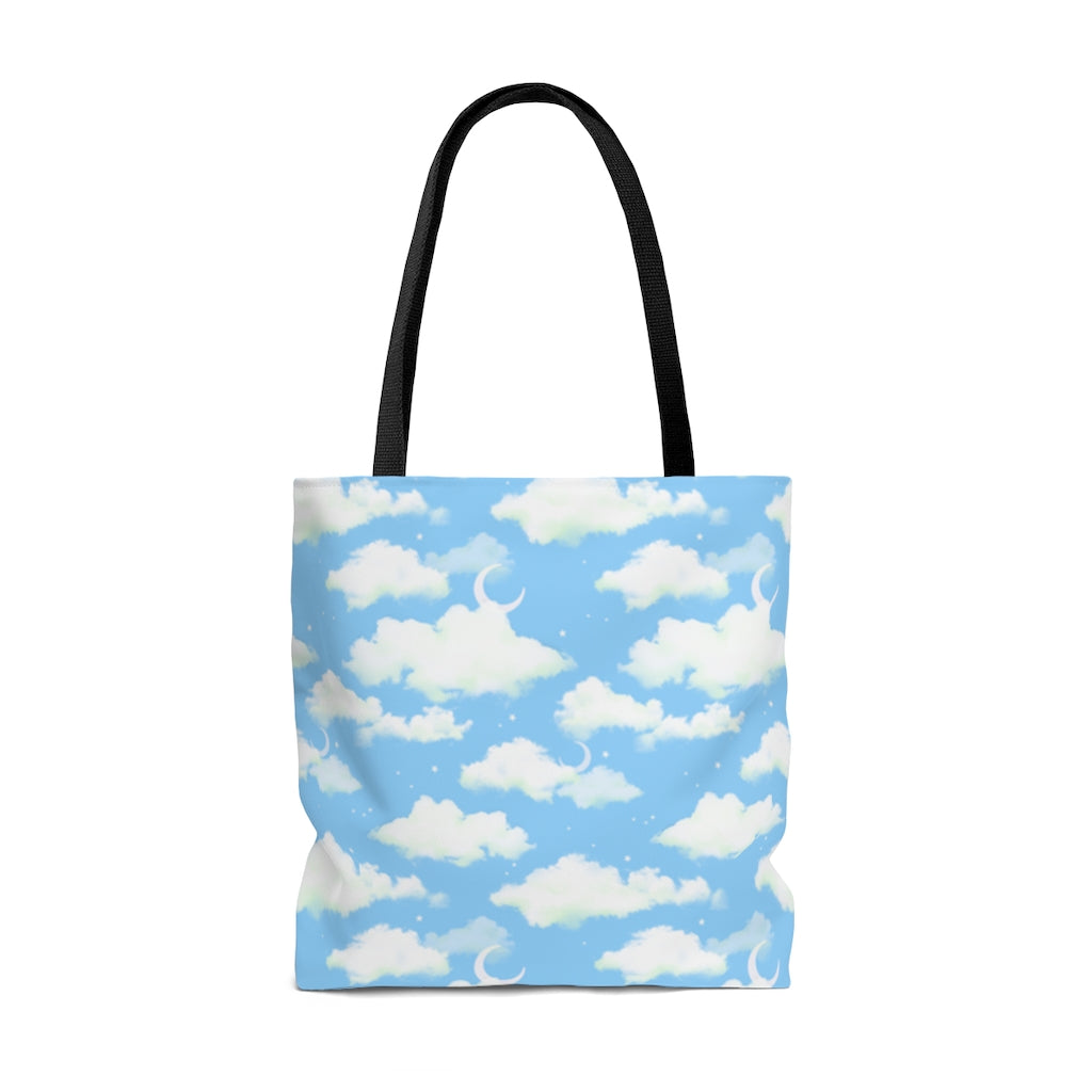 Lightweight and stylish, the Cloudy Sky Tote Bag (Blue) features a versatile design perfect for any outfit.