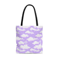 Lightweight and stylish, the Cloudy Sky Tote Bag (Lavender) features a dreamy cloud design perfect for any outfit.