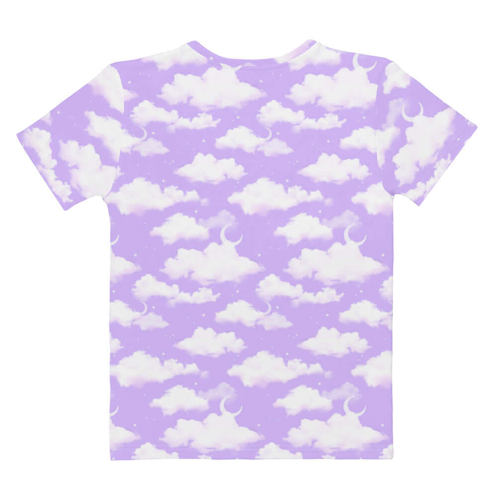 Soft and versatile Cloudy Sky T-shirt featuring a whimsical cloud pattern, perfect for any casual outfit.