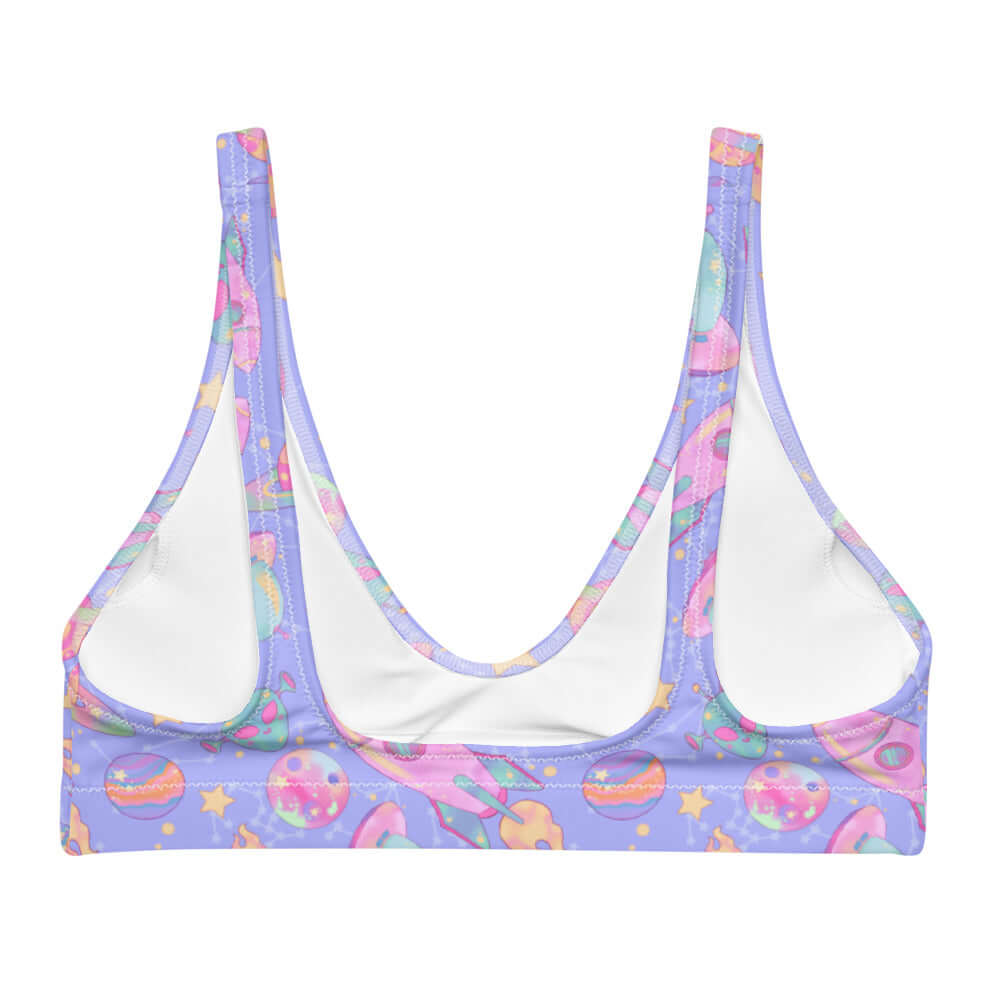Colorful Space Padded Bikini Top features a fun design, perfect for a stylish beach day or pool party.