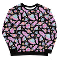 Colorful Space Sweatshirt featuring a whimsical print of planets and rockets, perfect for a trendy Harajuku-inspired look.