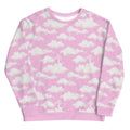 Soft pink Cloudy Sky Sweatshirt with dreamy cloud patterns, perfect for a stylish and cozy look. Ideal for everyday wear.