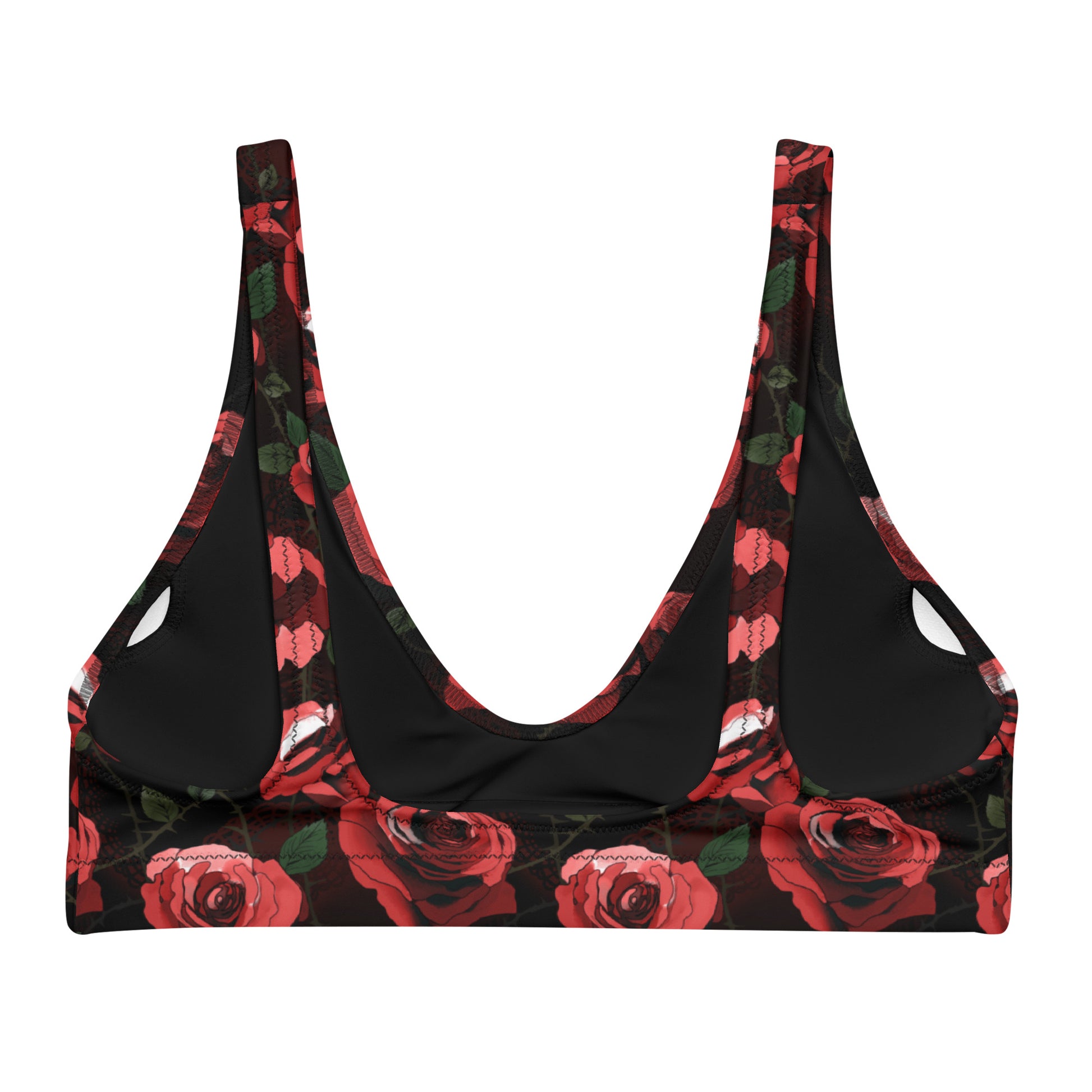 Stylish Enchanted Rose Padded Bikini Top featuring a vibrant floral design, perfect for mixing and matching at the beach.