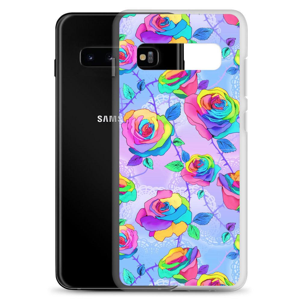 Vibrant Enchanted Rose Samsung® Clear Case showcases colorful floral design while providing durable phone protection.