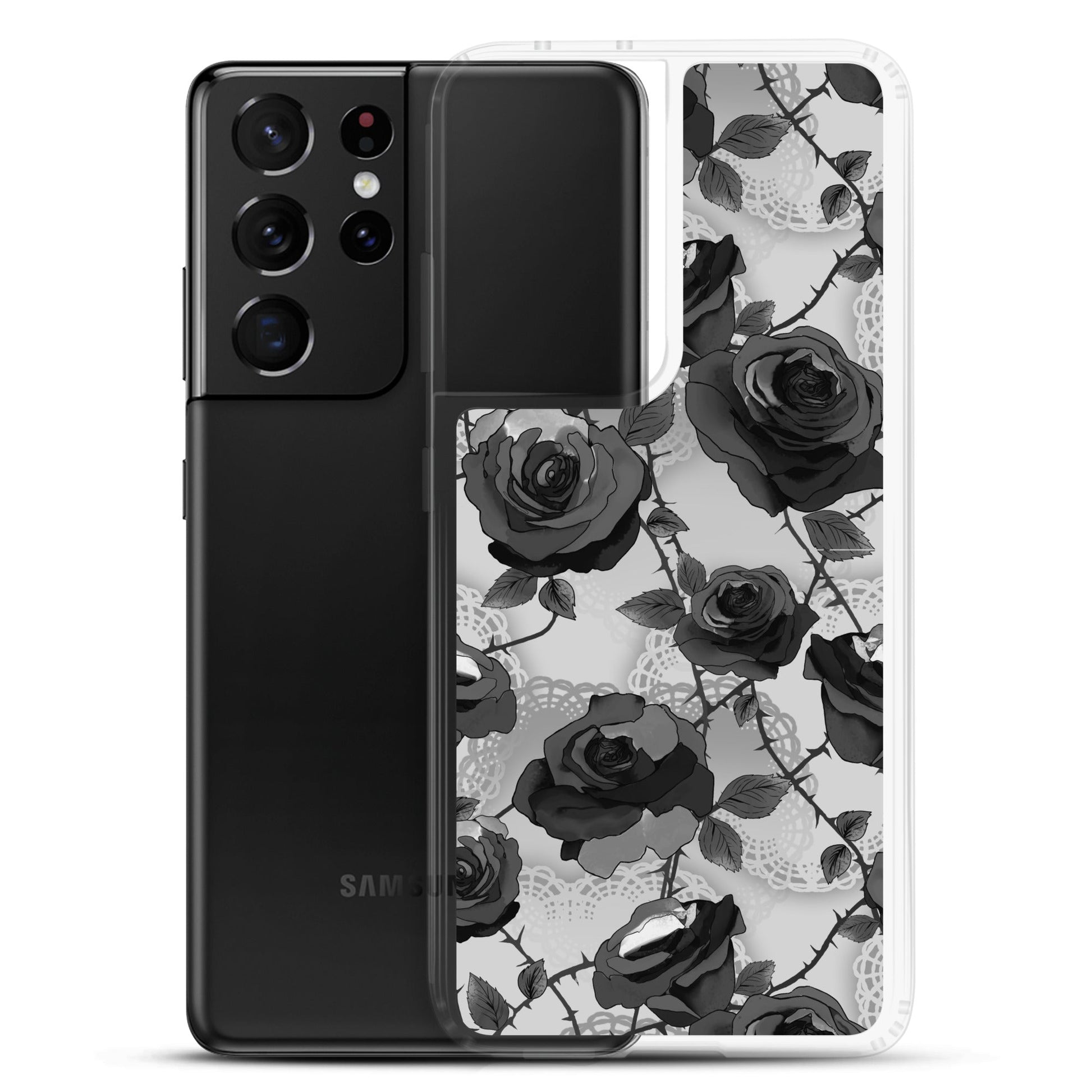 Sleek Enchanted Rose Samsung® Clear Case offers stylish protection from scratches and dirt for your device.