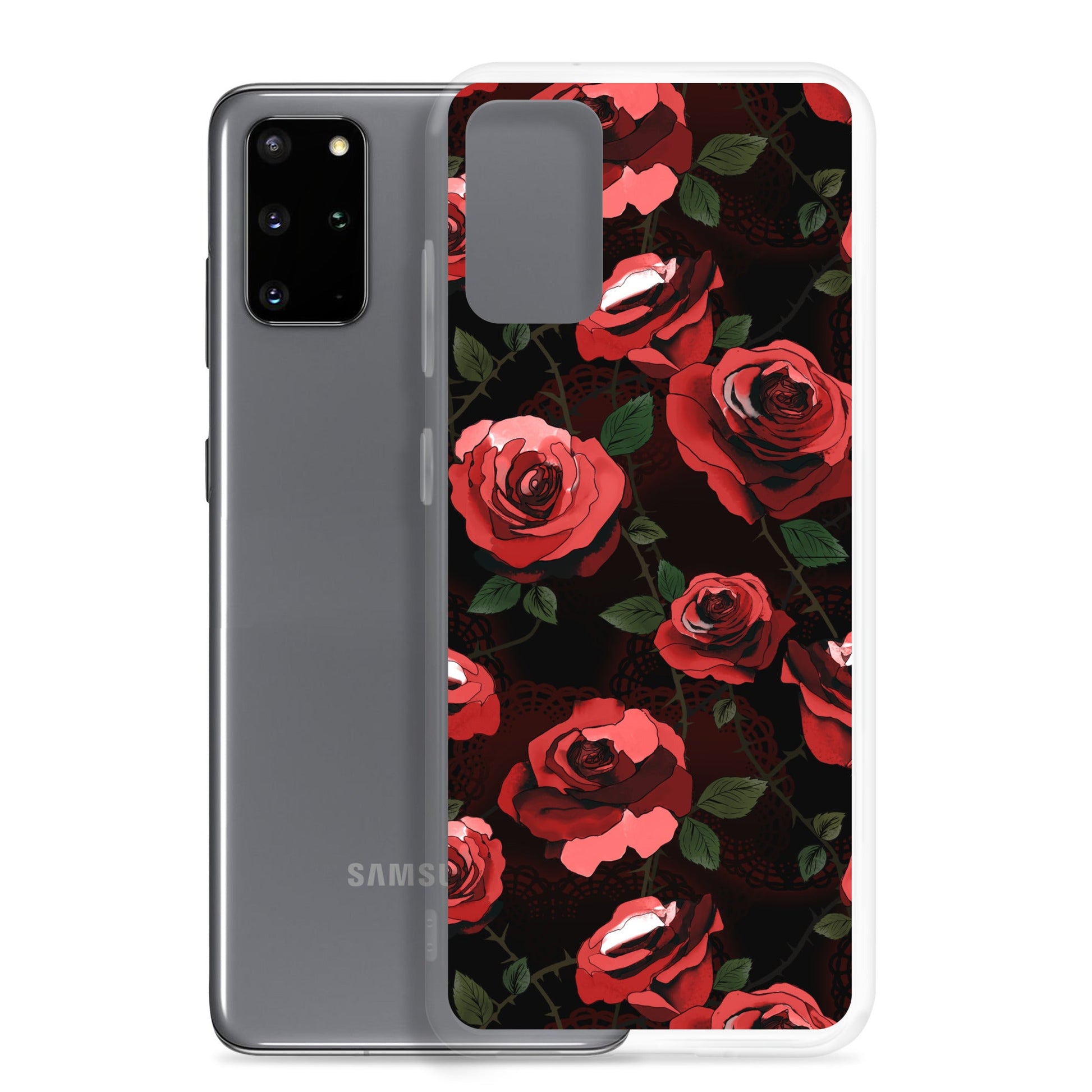 Sleek Enchanted Rose Samsung® Clear Case offers protection from scratches and dirt with a stylish floral design.