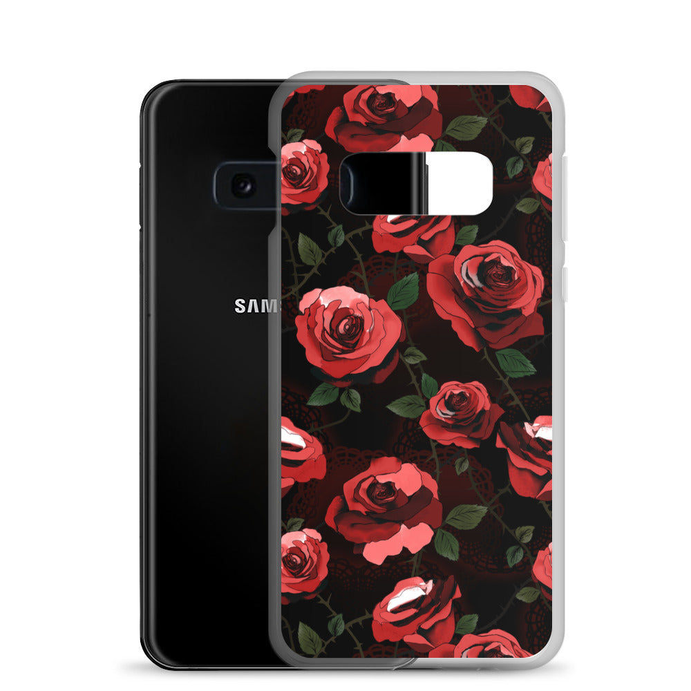 Protect your phone stylishly with the Enchanted Rose Samsung® Clear Case featuring vibrant floral design.